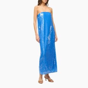 STAUD Casey Sequined Strapless Gown - Cornflower Blue NWT